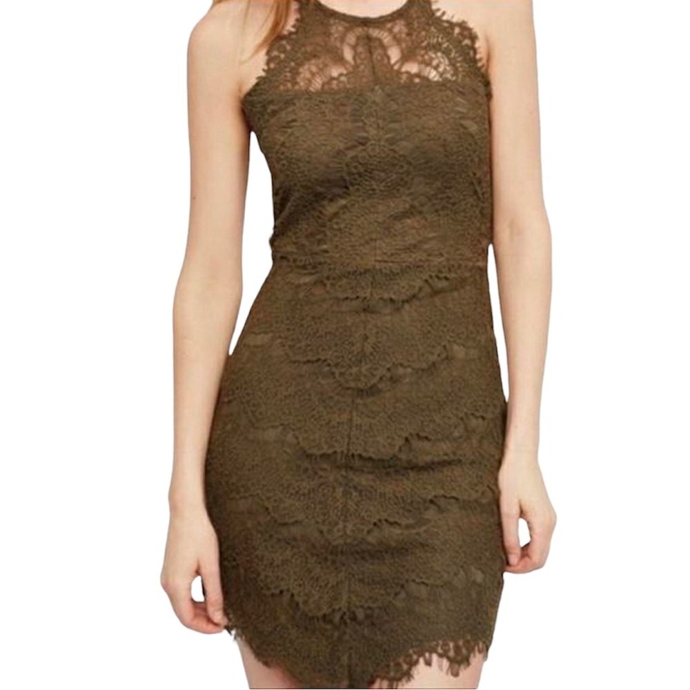 Free People Olive Green Lace Dress